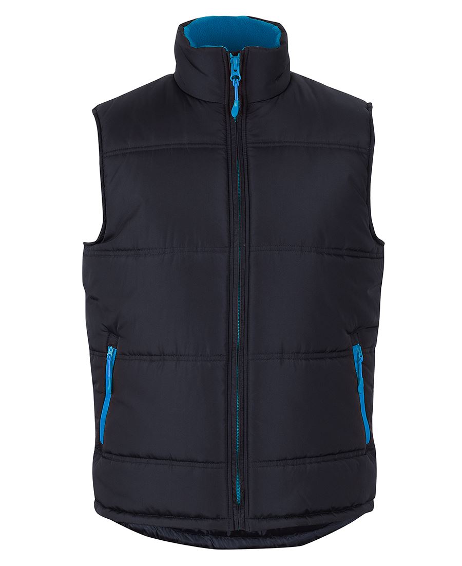 JB's Puffer Contrast Vest - Black/Aqua - Front