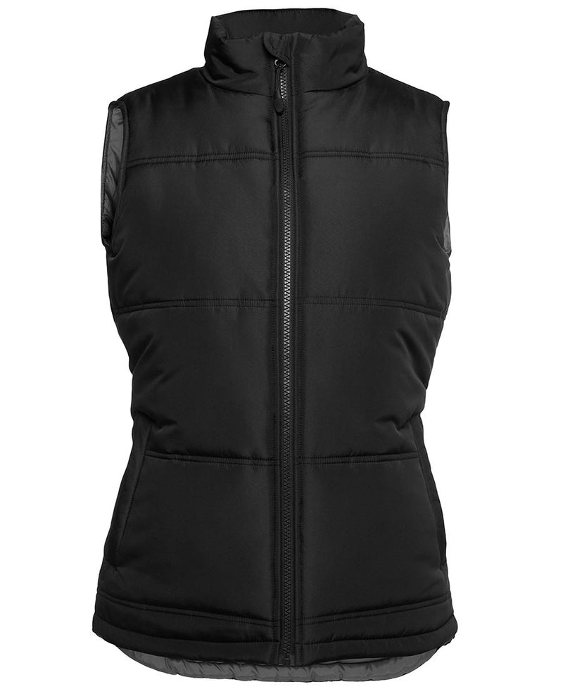 JB's Ladies Adventure Puffer Vest - Black/Grey - Front