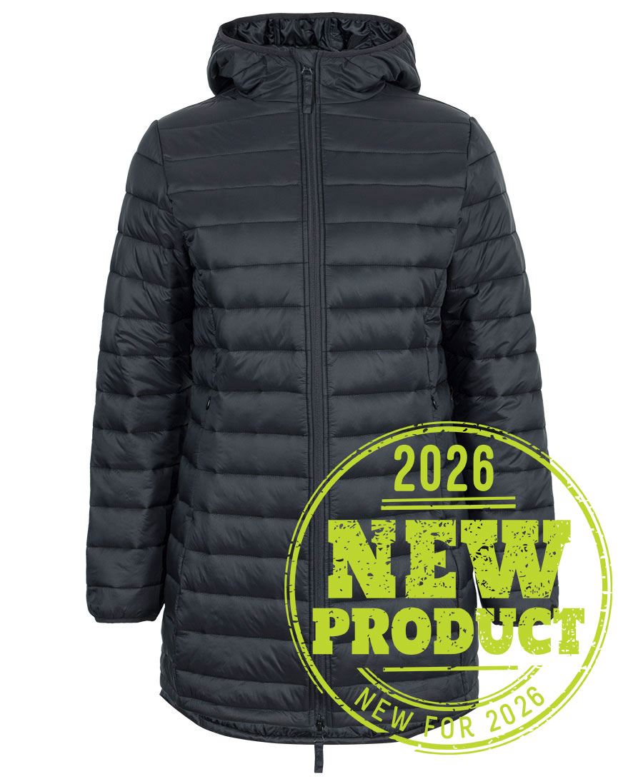JB's Ladies Puffer Coat - Black - Front
