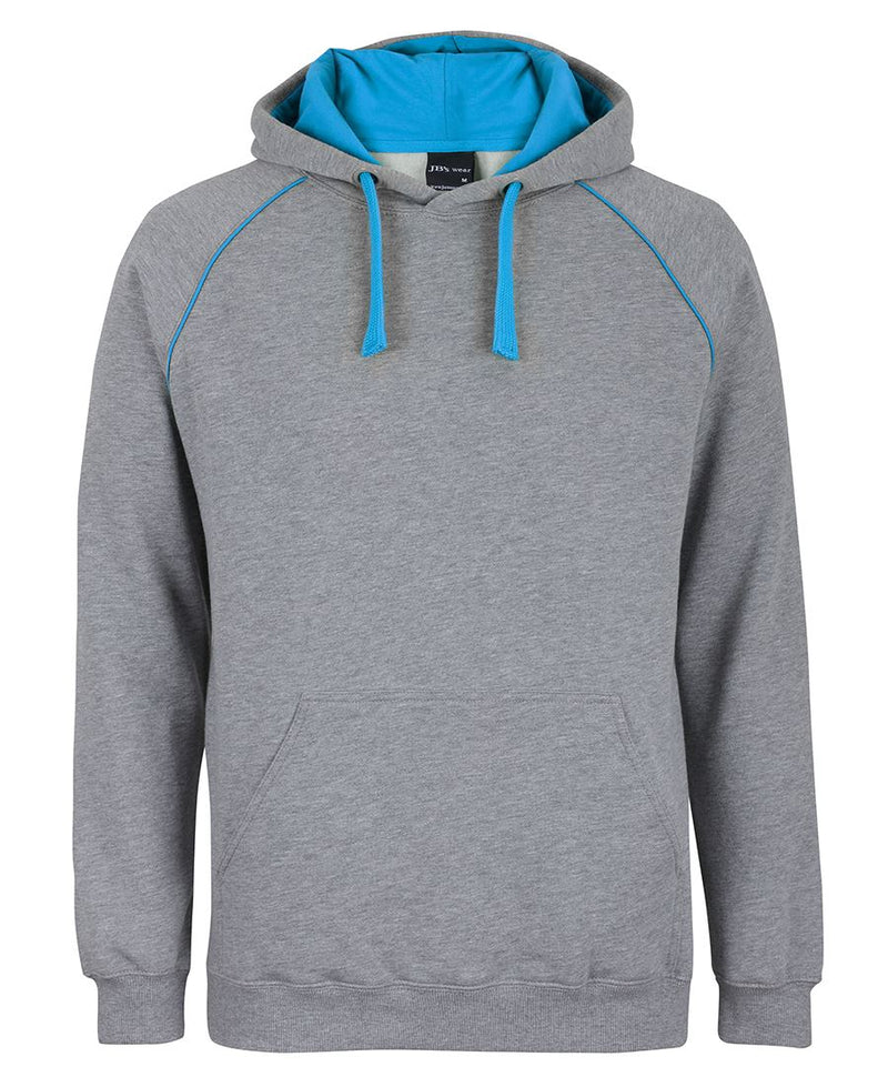 JB's Kids & Adults Contrast Fleecy Hoodie - 13% Marle/Aqua - Front