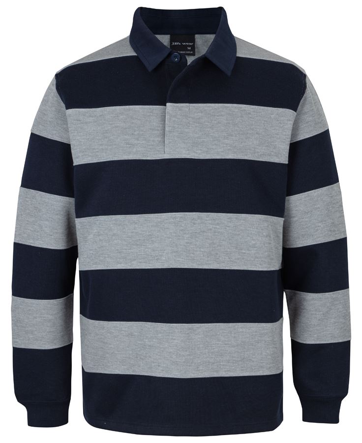 JB's Striped Rugby - Navy/13% Marle - Front