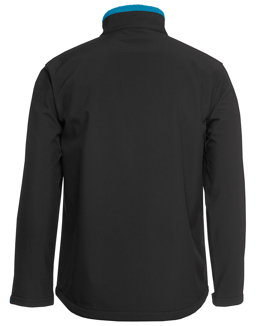 Podium Adults & Kids Three Layer Softshell Jacket - Black/Aqua - Back