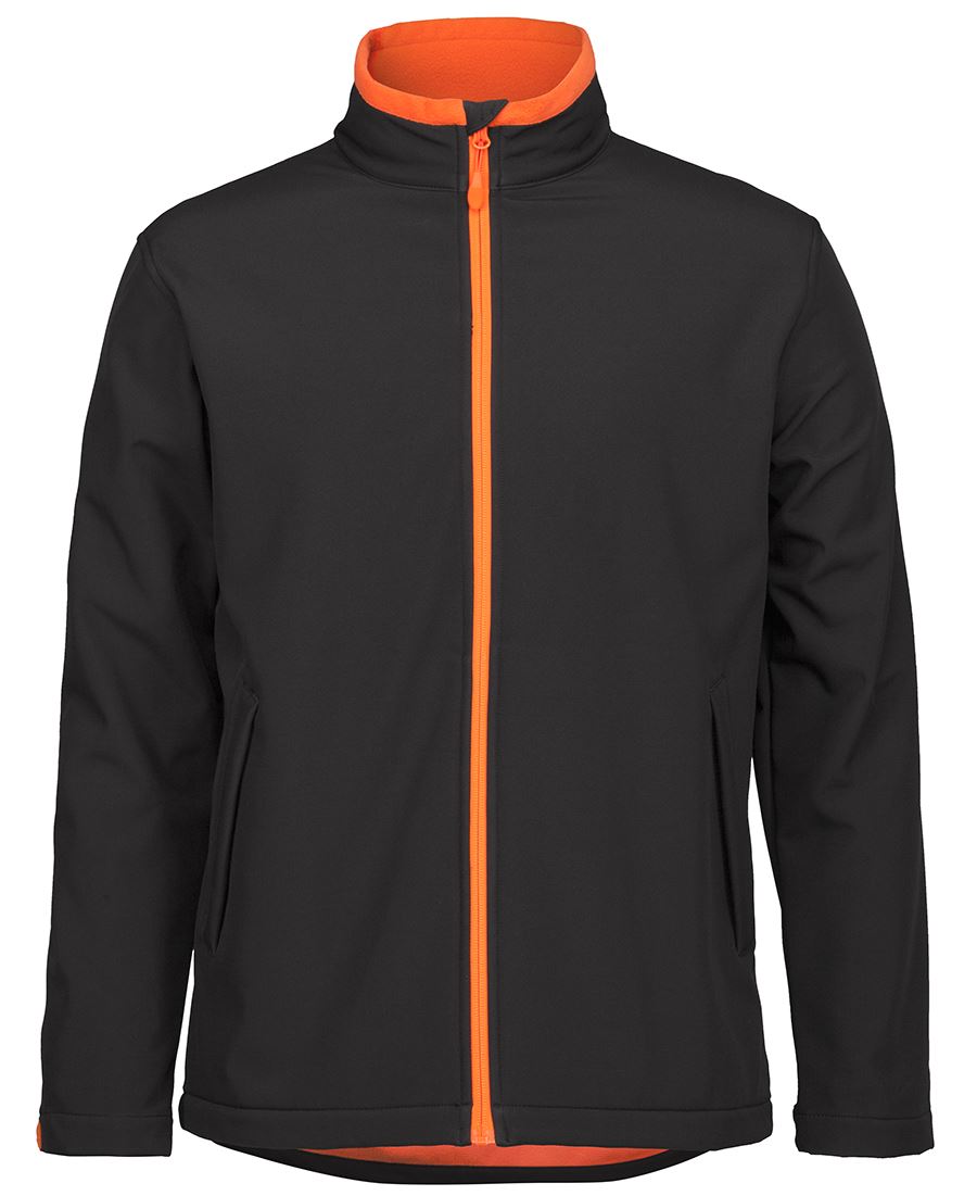 Podium Adults & Kids Three Layer Softshell Jacket - Black/Orange - Front