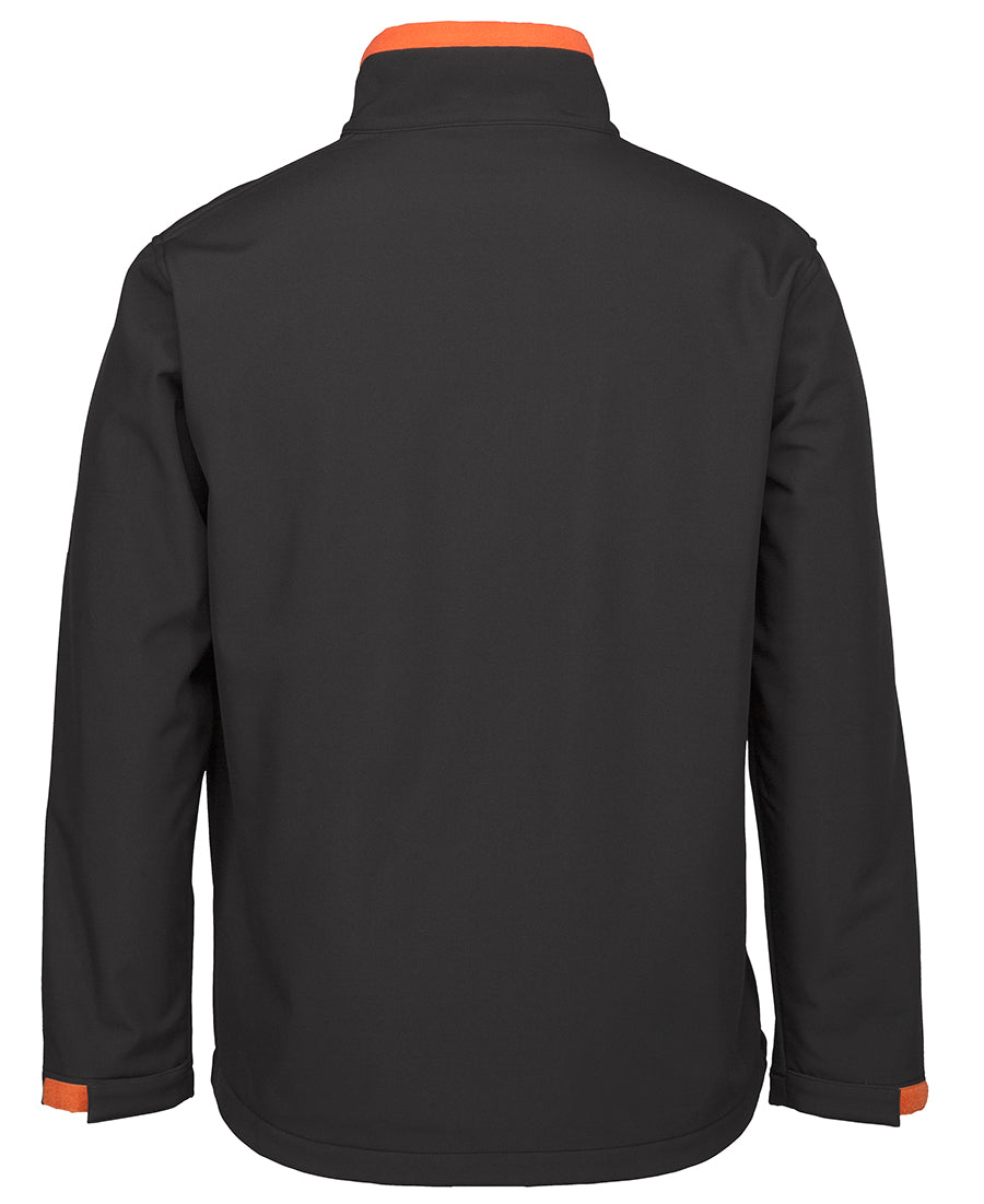 Podium Adults & Kids Three Layer Softshell Jacket - Black/Orange - Back
