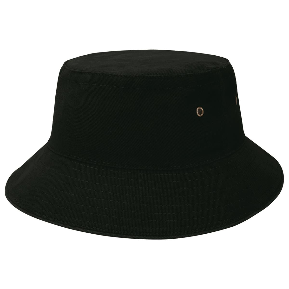 Sandwich Brim Bucket Hat - Black / Black - Front