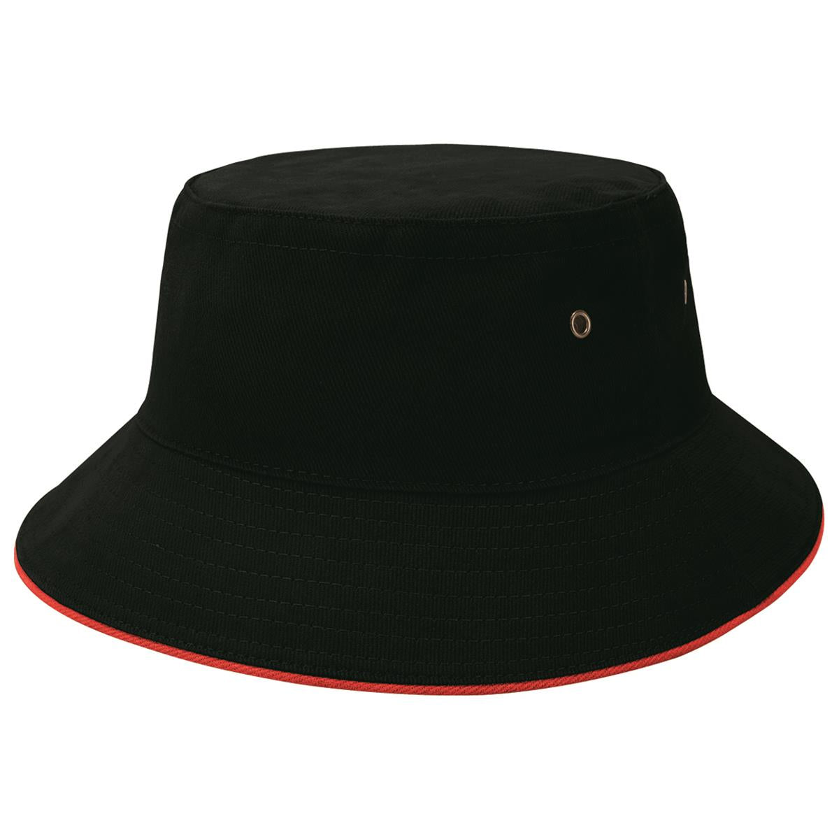 Sandwich Brim Bucket Hat - Black / Red - Front