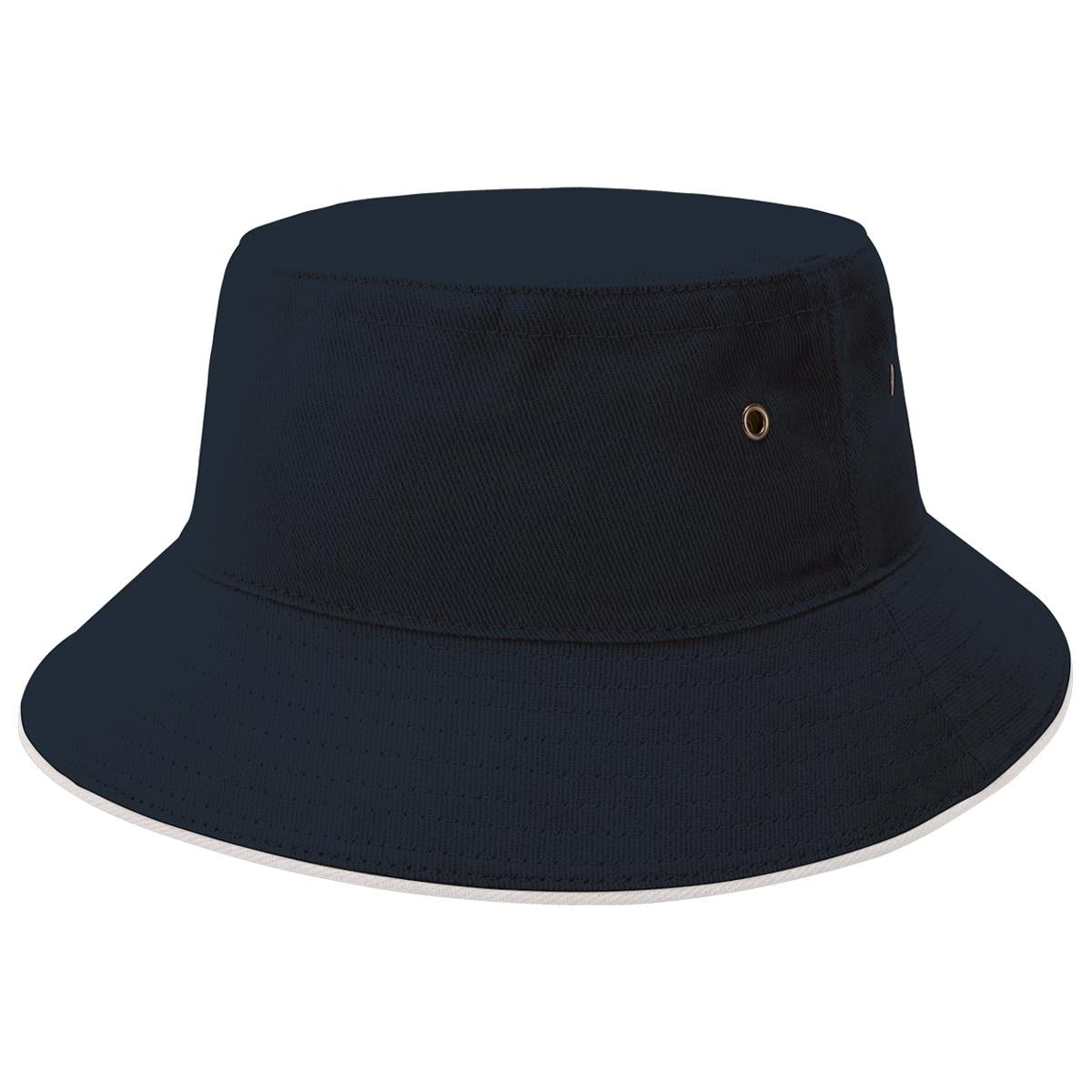 Sandwich Brim Bucket Hat - Navy / White - Front