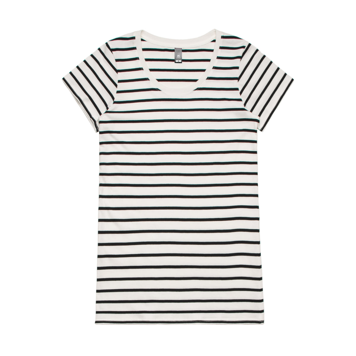 Wo's Loop Stripe Tee 4023S - Natural/Black - Front