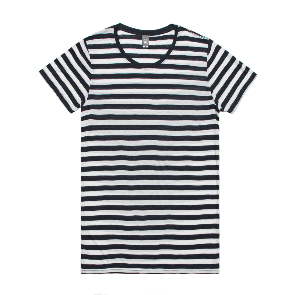 Wo's Basic Stripe Tee 4025S - Navy/White - Front