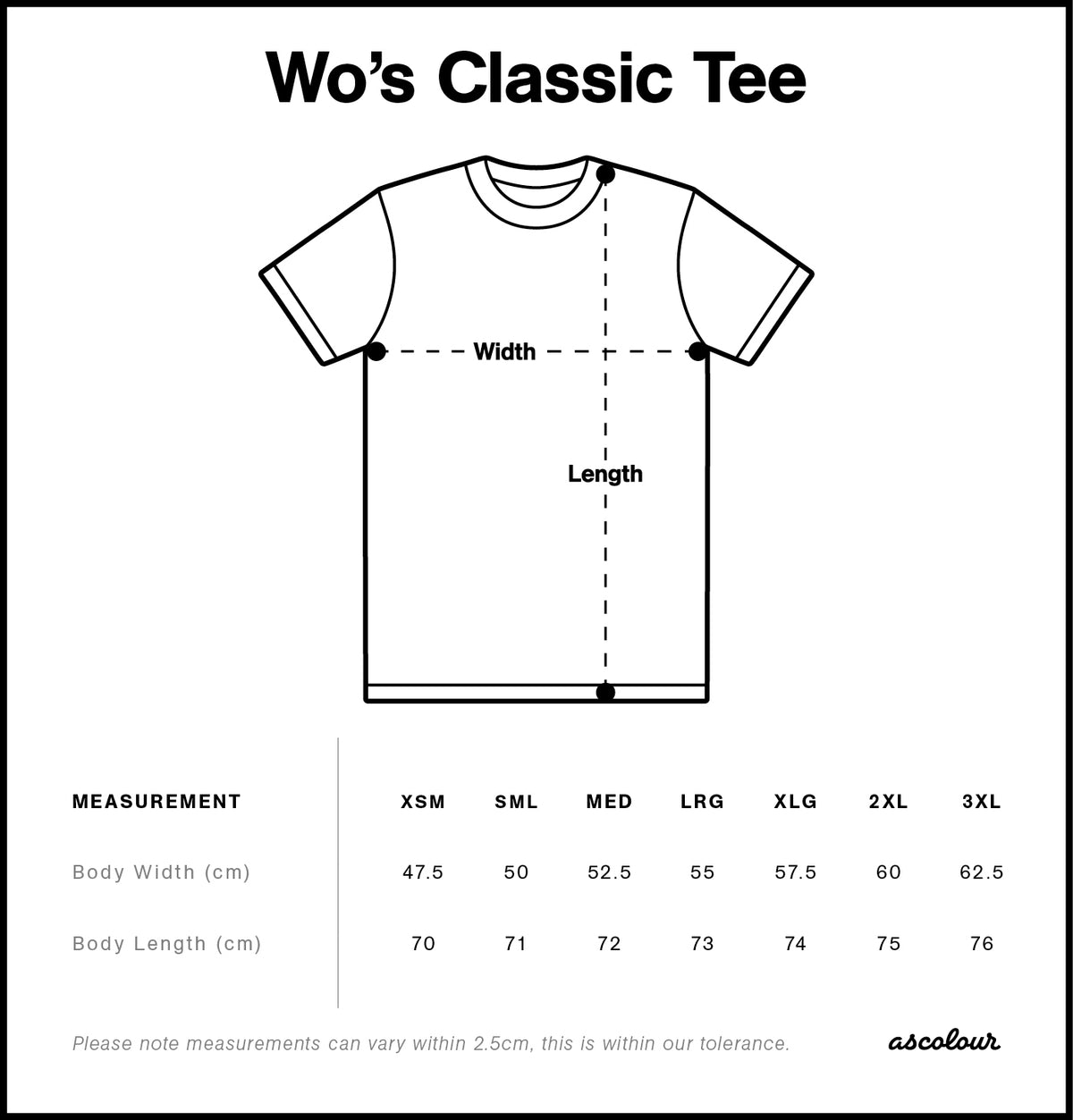 Wo's Classic Tee 4026 - Size guide