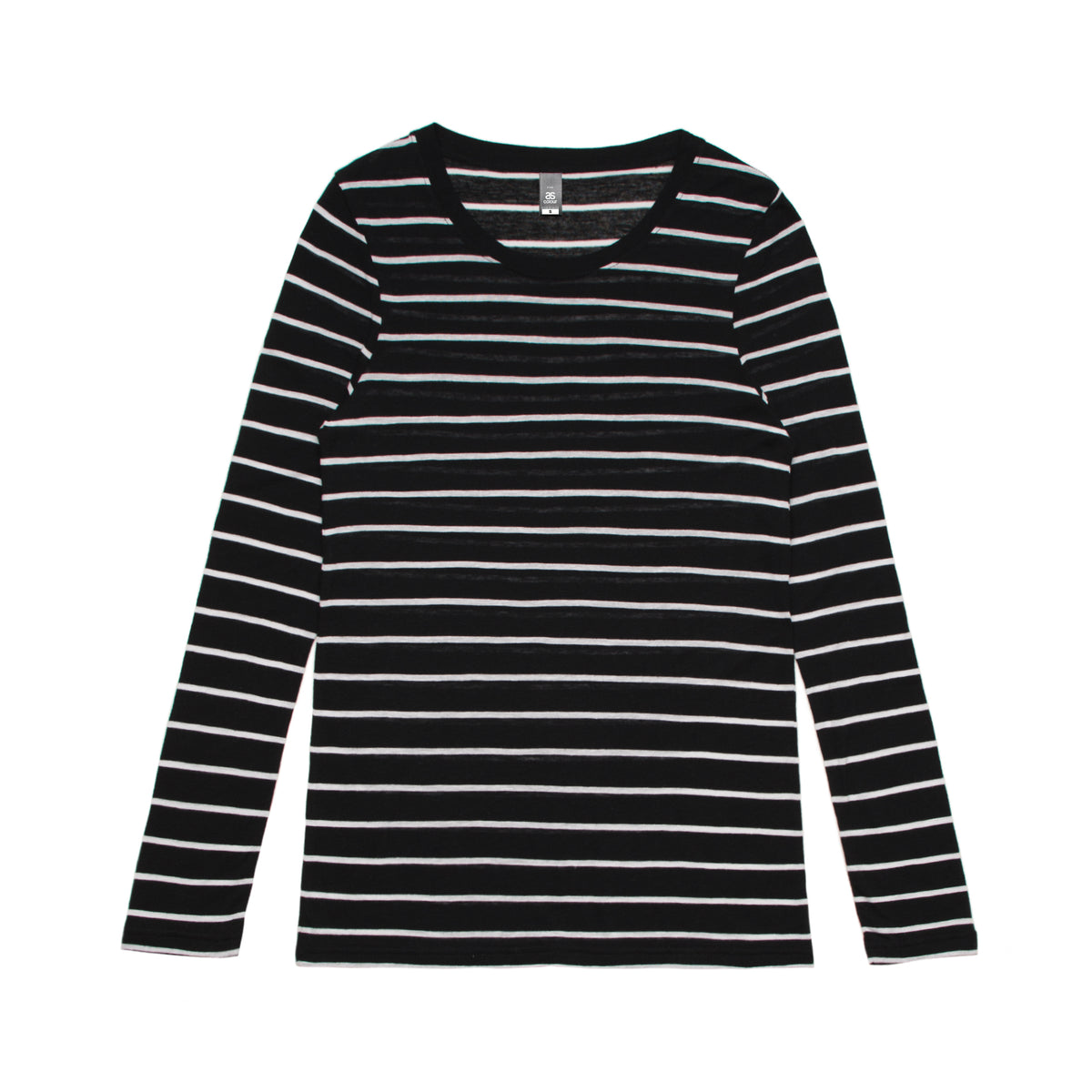 Wo's Fine Stripe L/S Tee 4027 - Black/White - Front