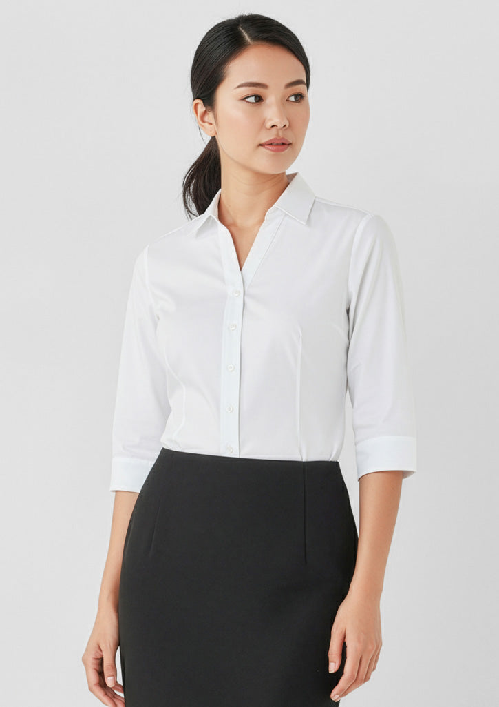 Hudson Womens 3/4 Sleeve Shirt - White - Model