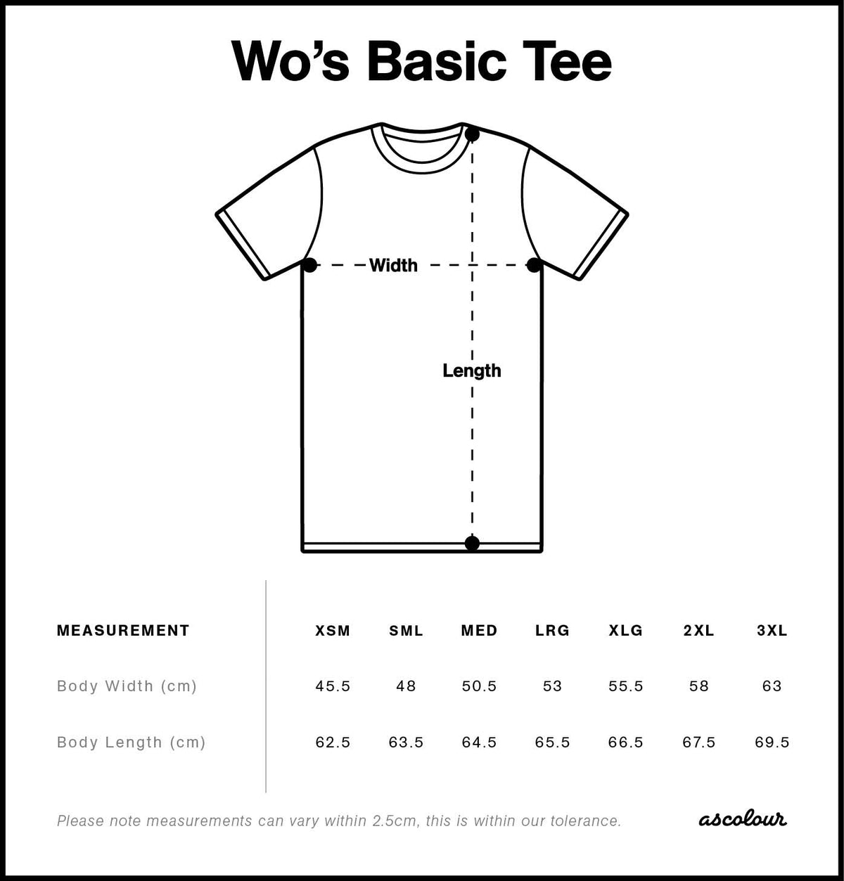 Wo's Basic Tee 4051 - Size guide