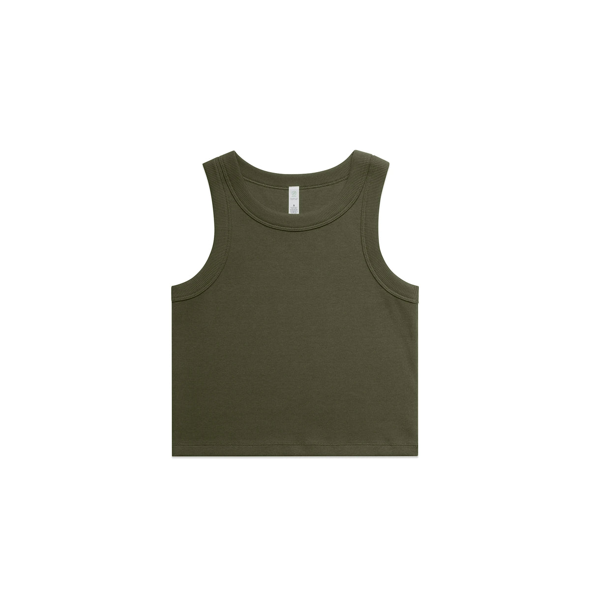 Wo's Organic Rib Crop Tank 4064G - Army - Front