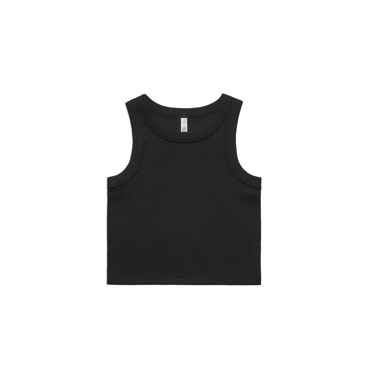 Wo's Organic Rib Crop Tank 4064G - Black - Front