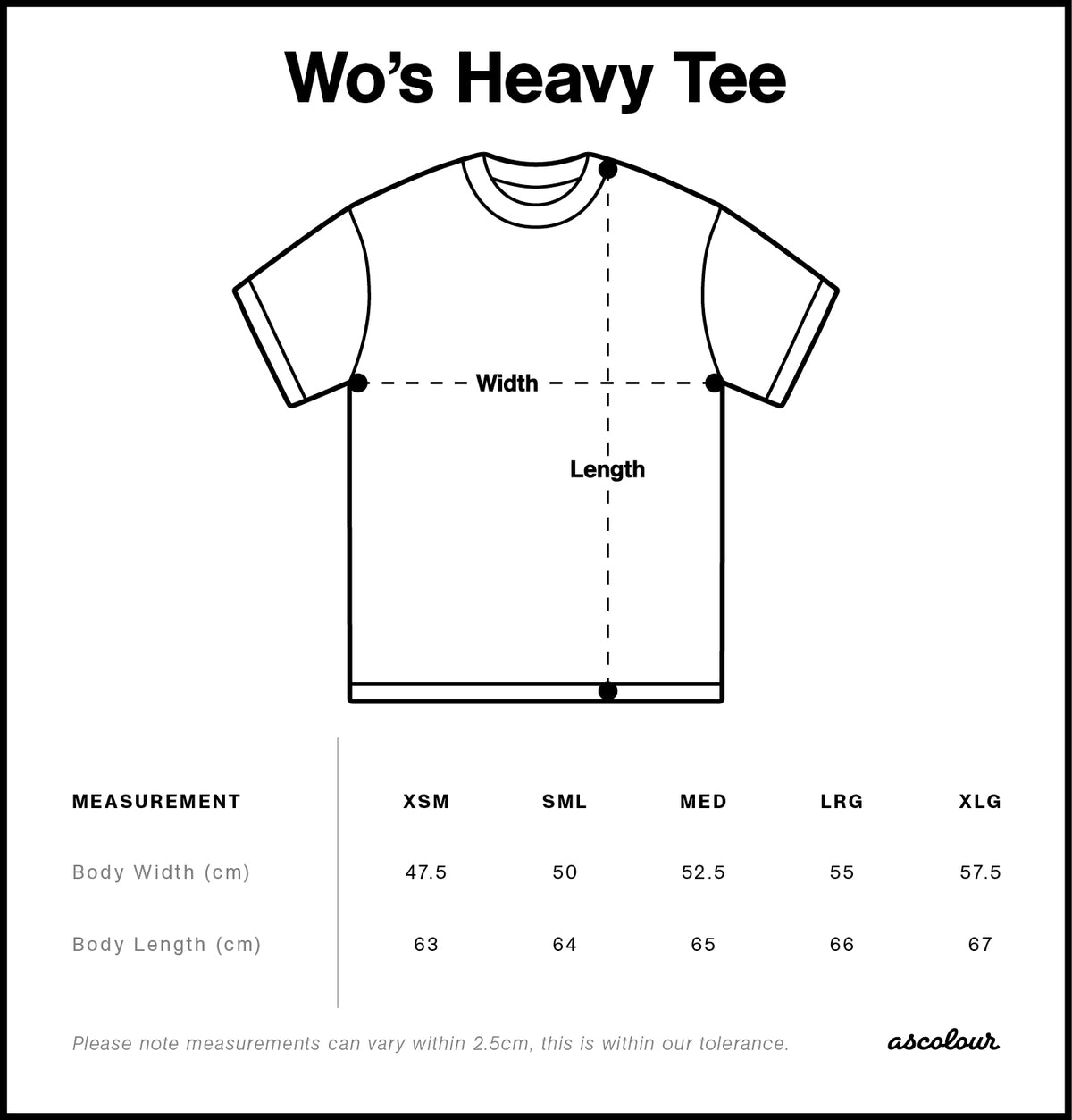 Wo's Heavy Tee 4080 - Size guide