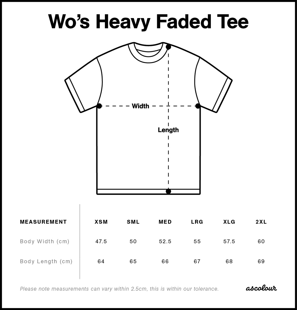 Wo's Heavy Faded Tee 4082 - Size guide