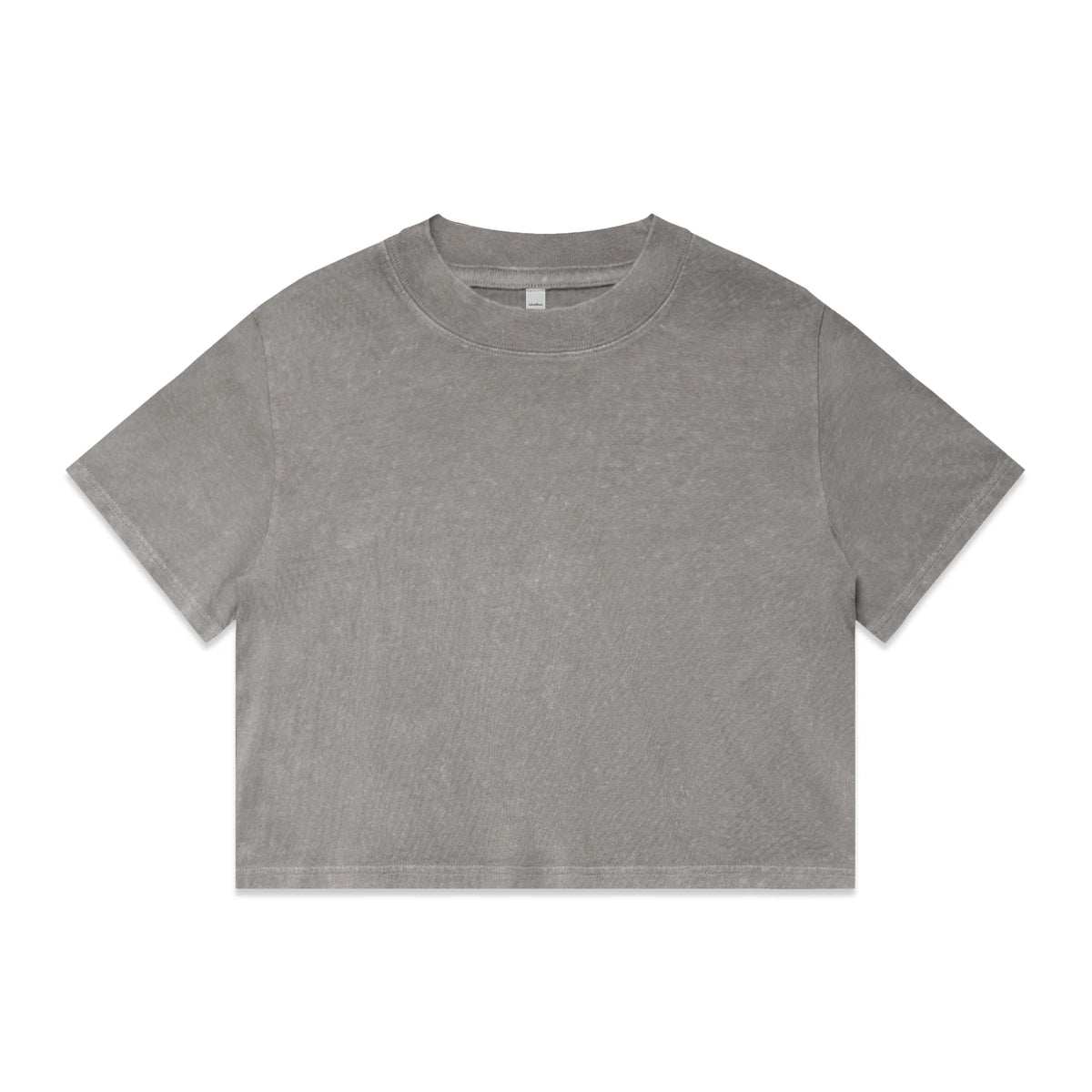Wo's Stone Wash Heavy Crop Tee 4086 - Grey Stone - Front