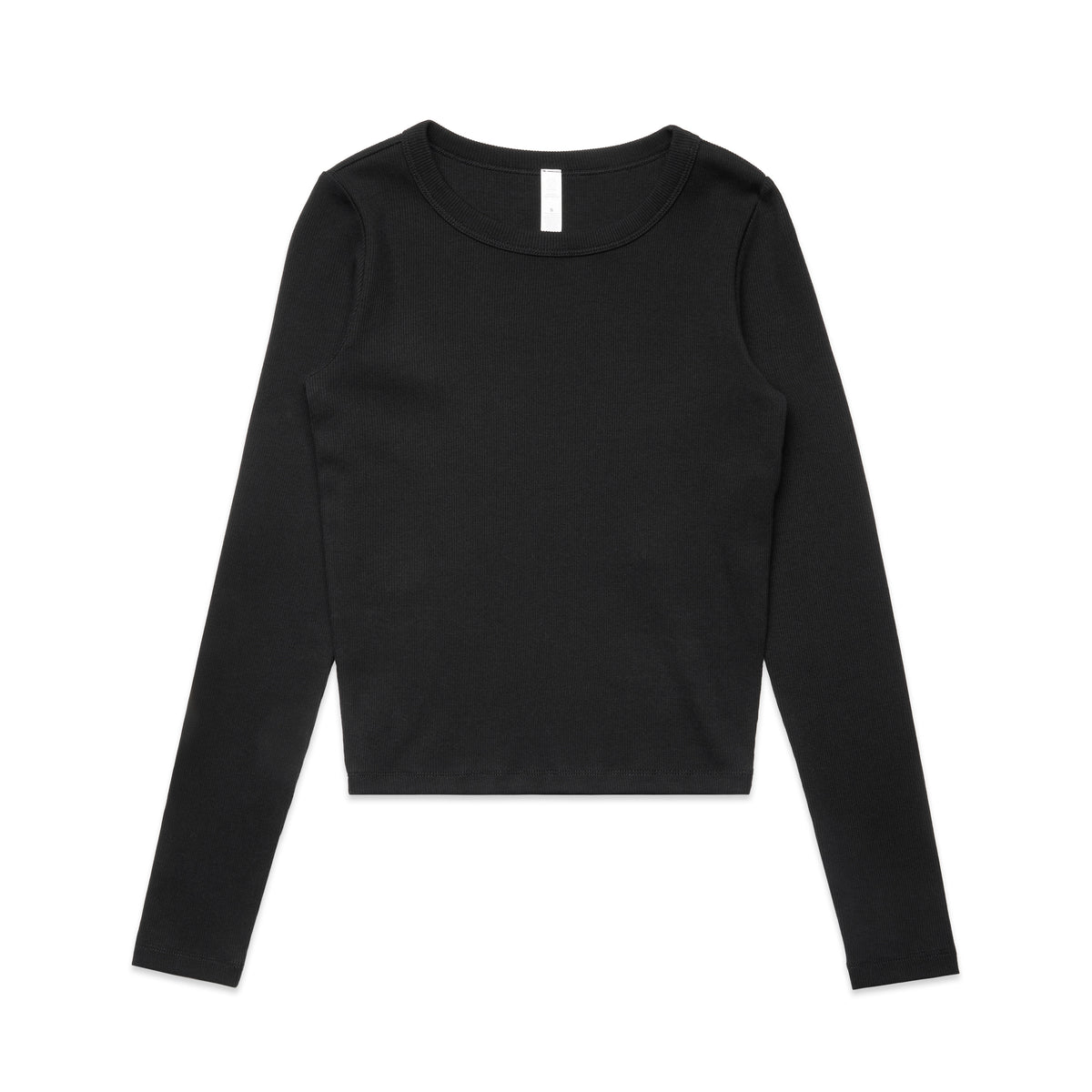Wo's Organic Rib L/S Tee 4096 - Black - Front