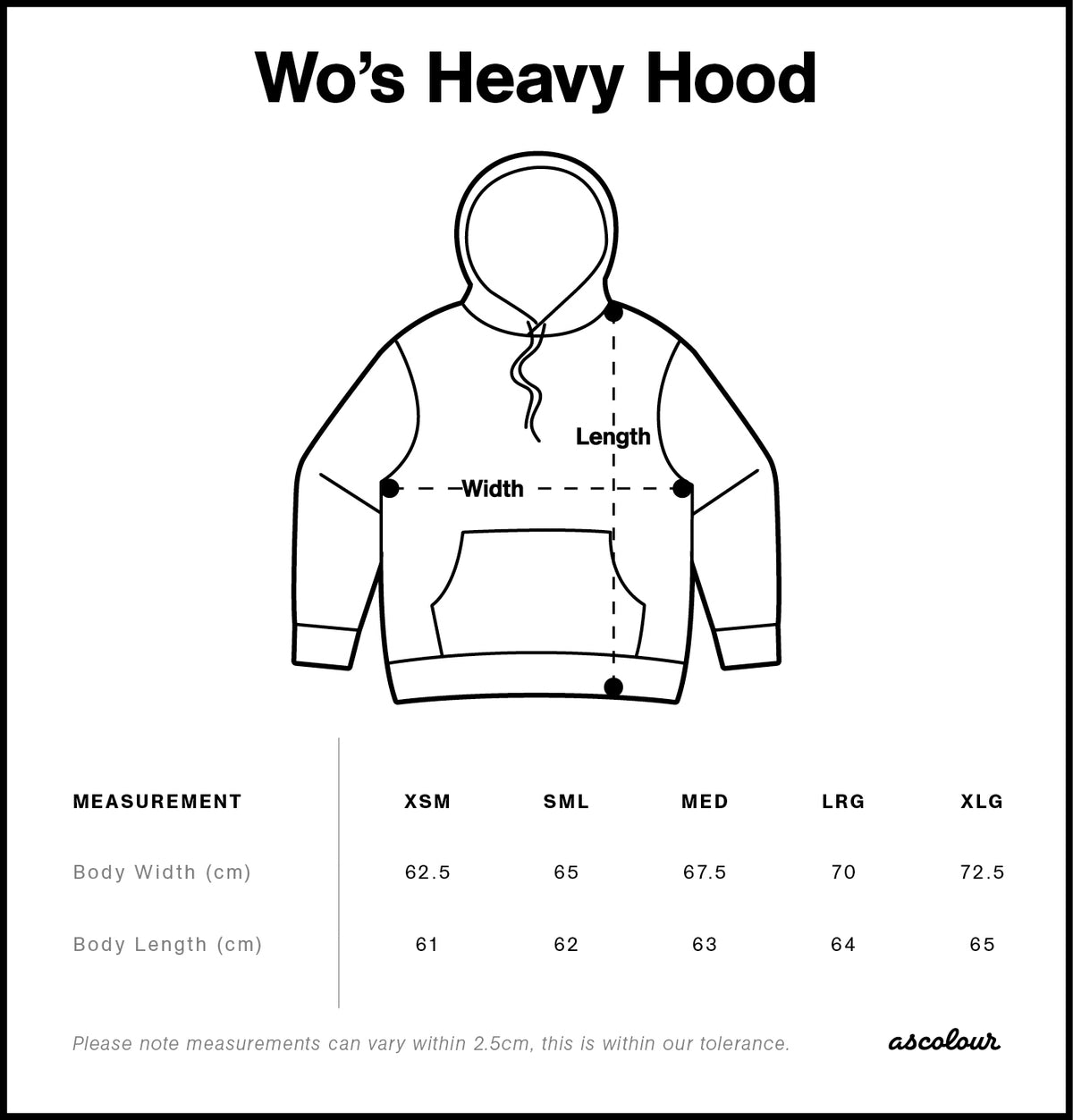 Wo's Heavy Hood 4146S - Size guide