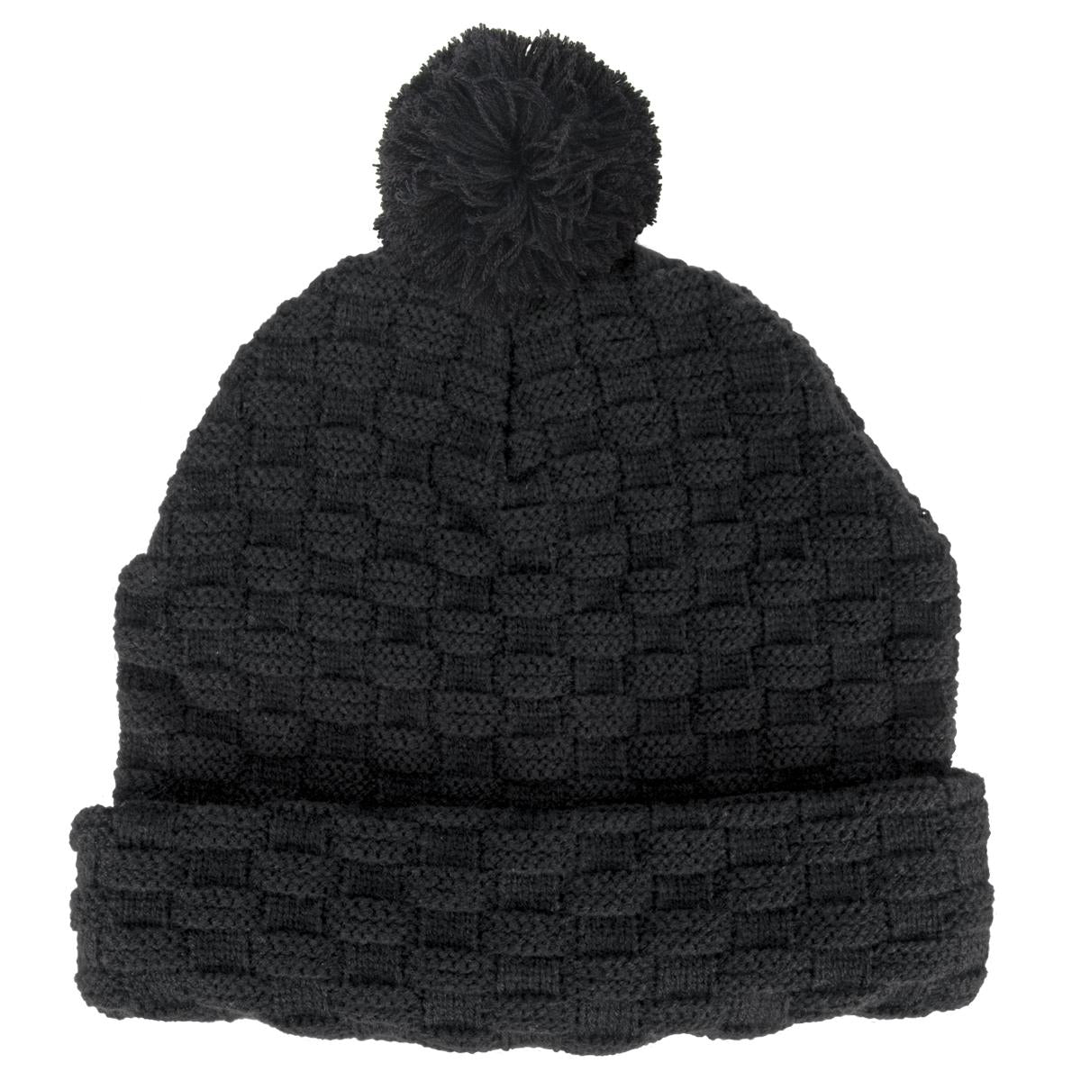 Pom Pom Beanie - Black / Black / Black - Front