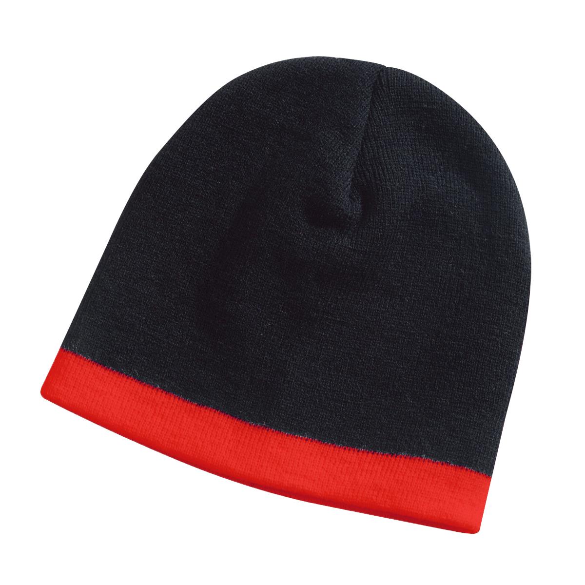 Skull Beanie - Black / Red - Front