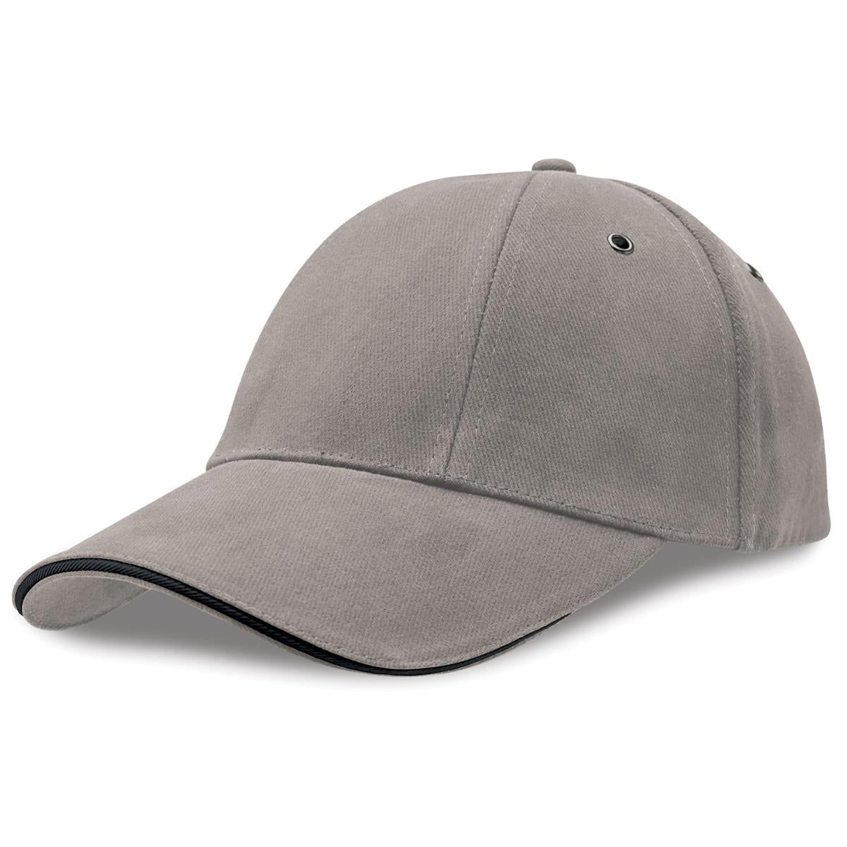 Rotated Sandwich Peak Cap - Grey / Black - Front