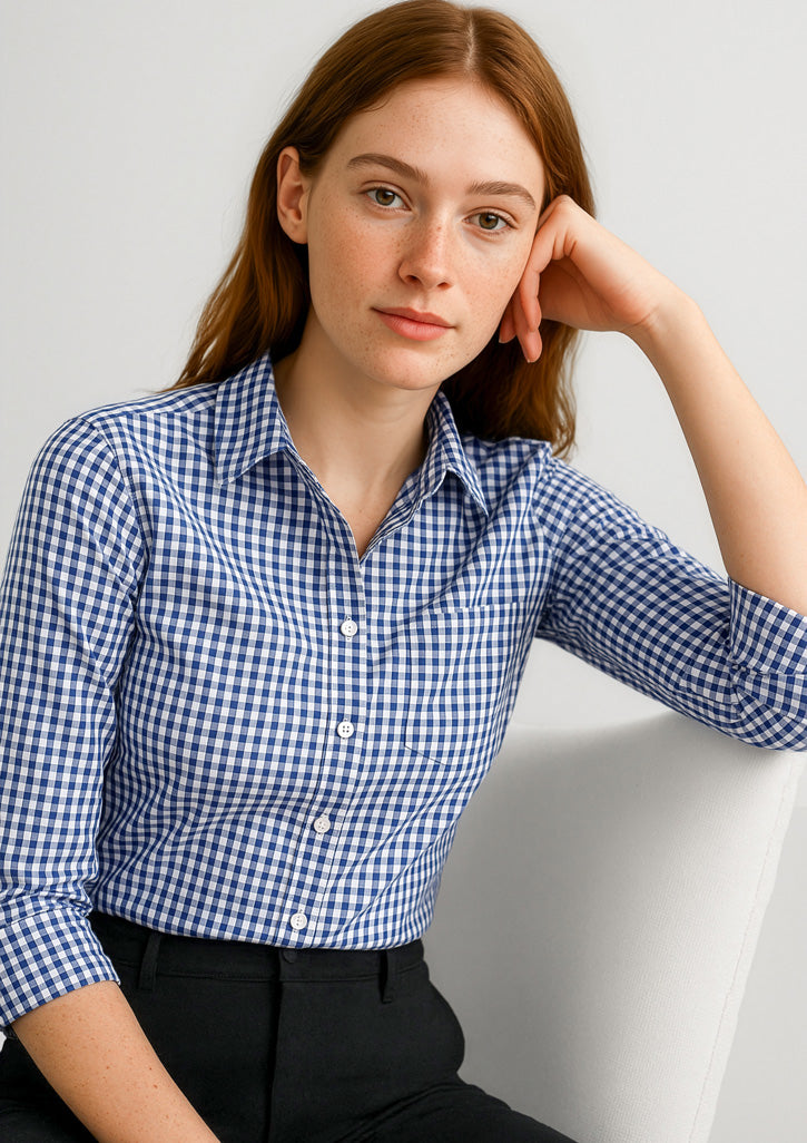 Springfield Womens 3/4 Sleeve Shirt - French Navy - Model