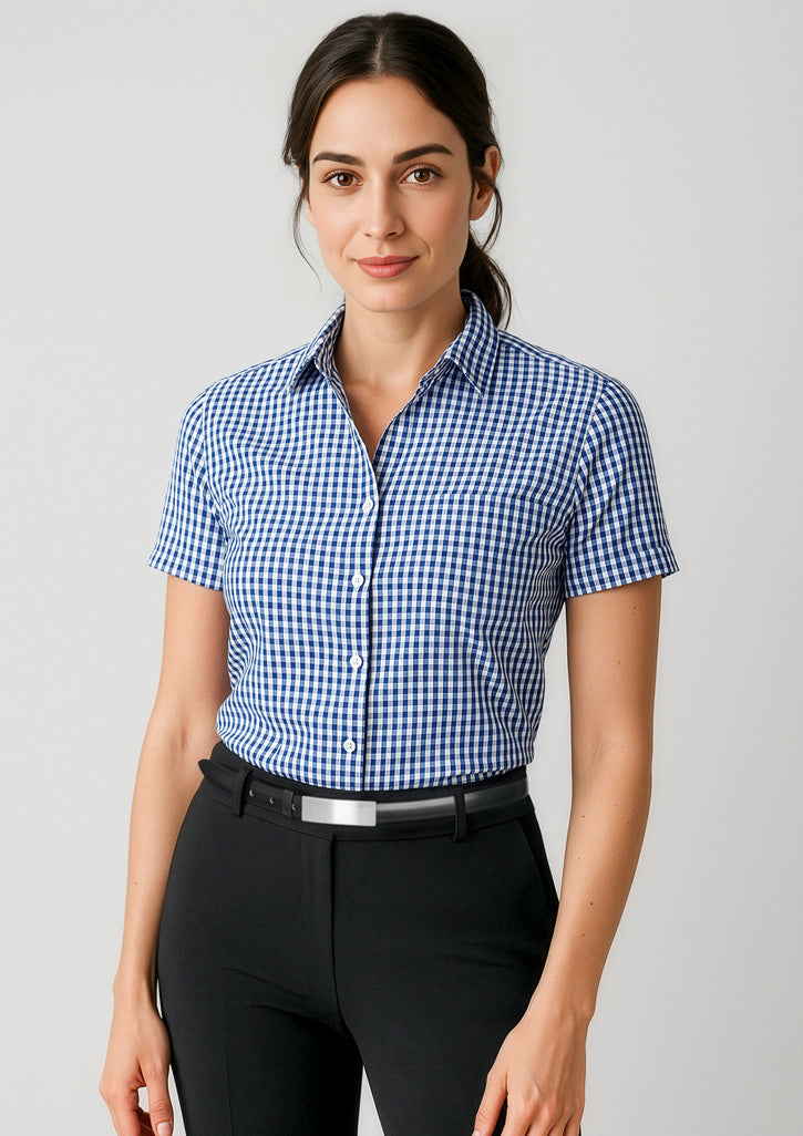 Springfield Womens Short Sleeve Shirt - French Navy - Model