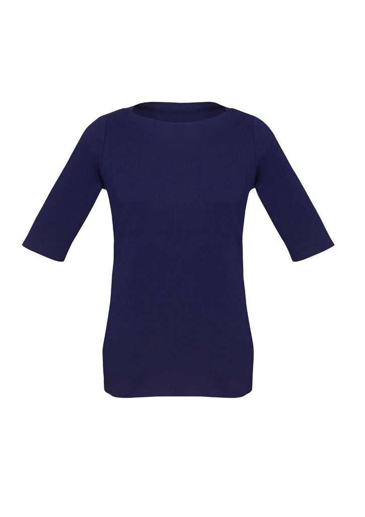 Camille Womens Short Sleeve T-Top - Navy - Front