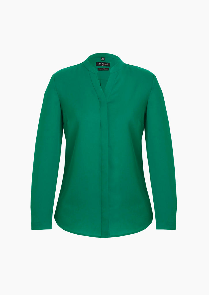 Juliette Womens Long Sleeve Blouse - Lorikeet Green - Front