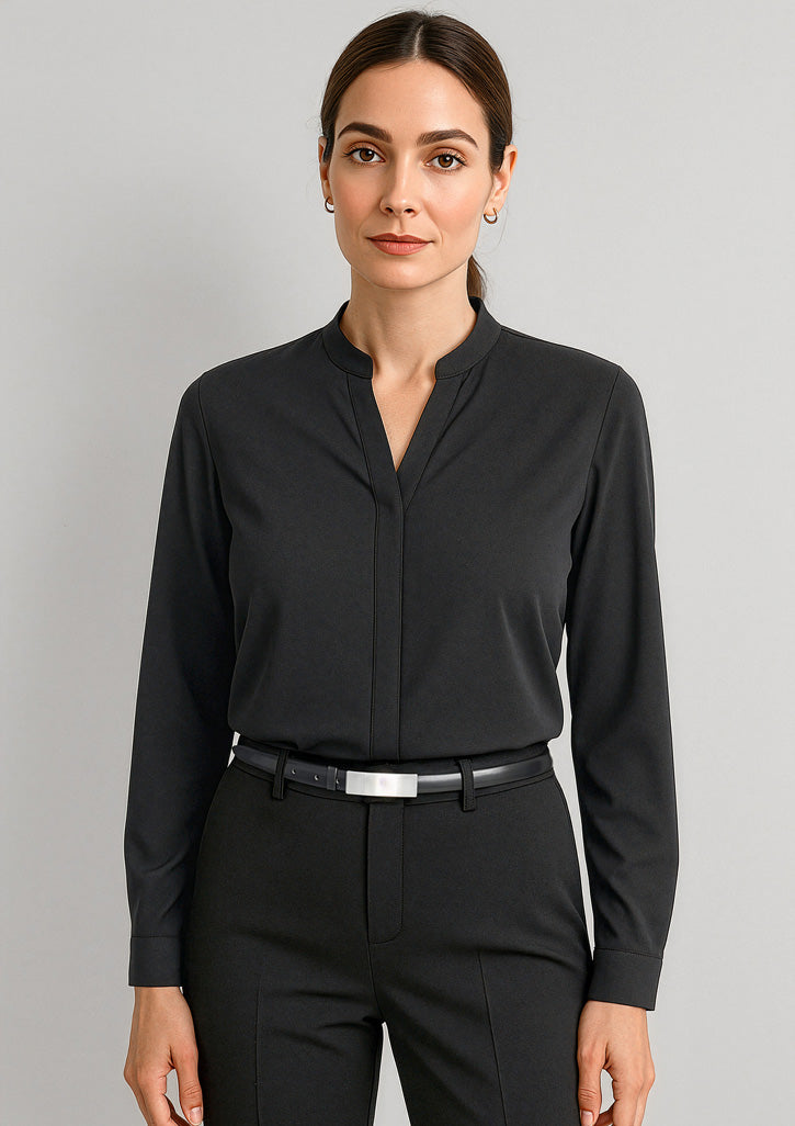 Juliette Womens Long Sleeve Blouse - Black - Model