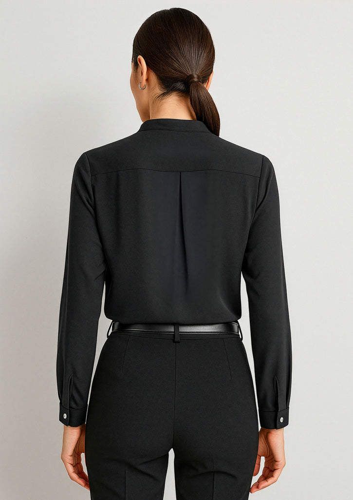 Juliette Womens Long Sleeve Blouse - Black - Model