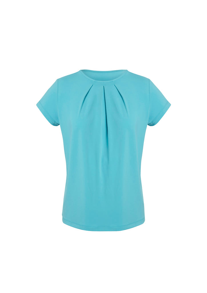 Blaise Womens Short Sleeve Top - Aqua - Front