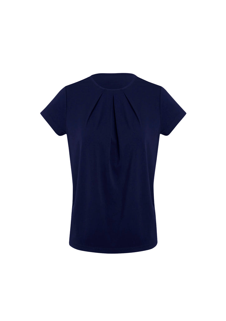 Blaise Womens Short Sleeve Top - Navy - Front