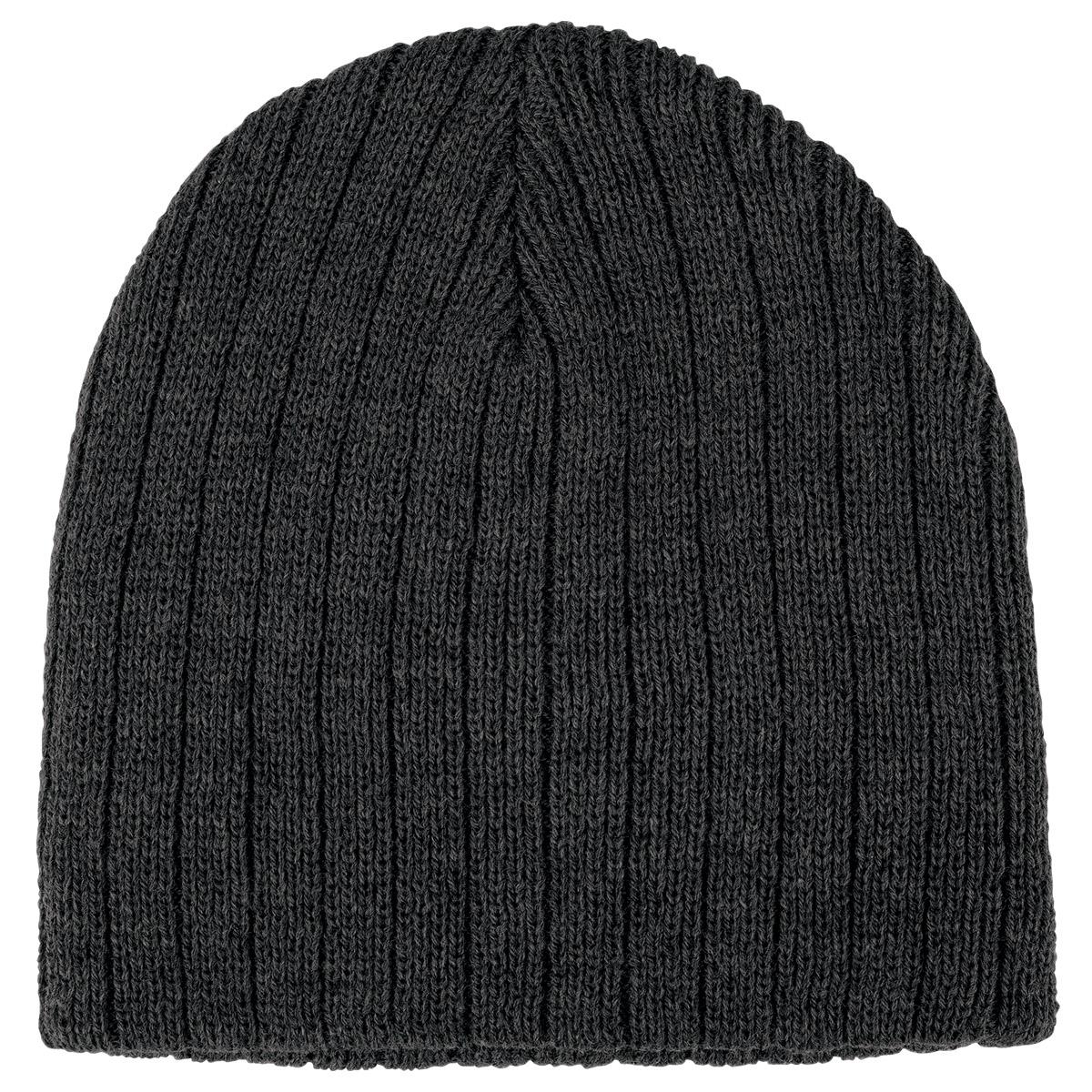 Heather Cable Knit Beanie - Black Heather - Front