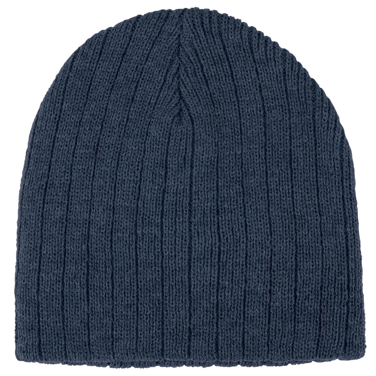 Heather Cable Knit Beanie - Navy Heather - Front