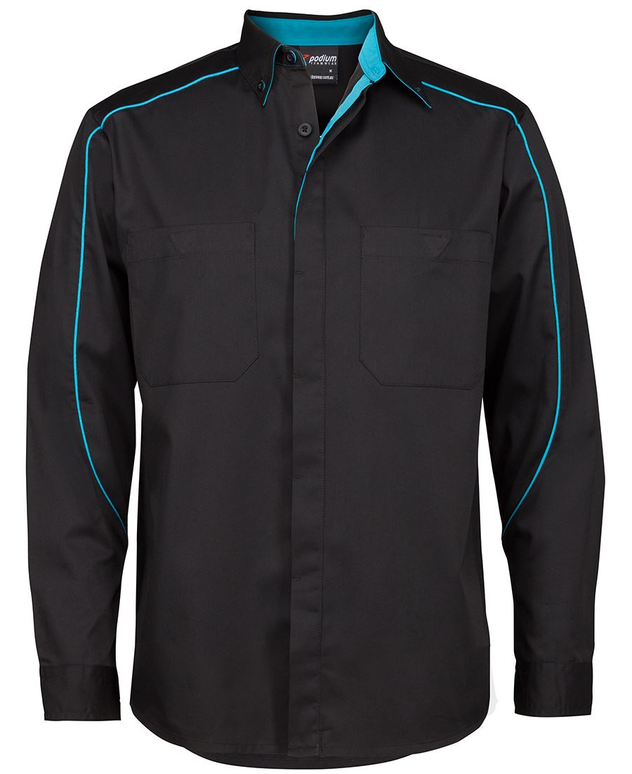 Podium L/S Industry Shirt - Black/Aqua - Front