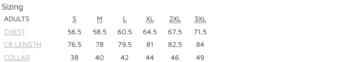 JB's Oxford Shirt S/S - size chart