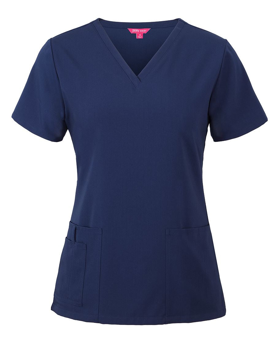 JB's Ladies Nu Scrub Top - Indigo - Front