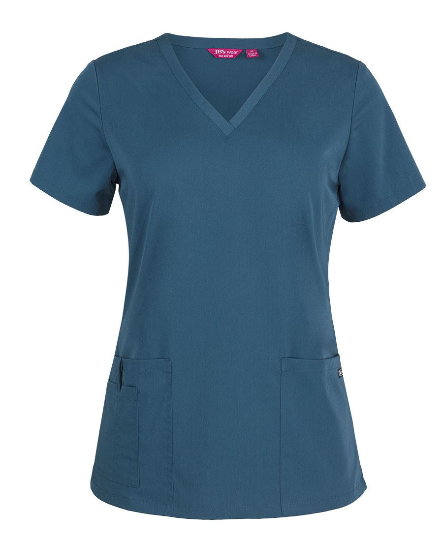 JB's Ladies Nu Scrub Top - Storm Blue - Front