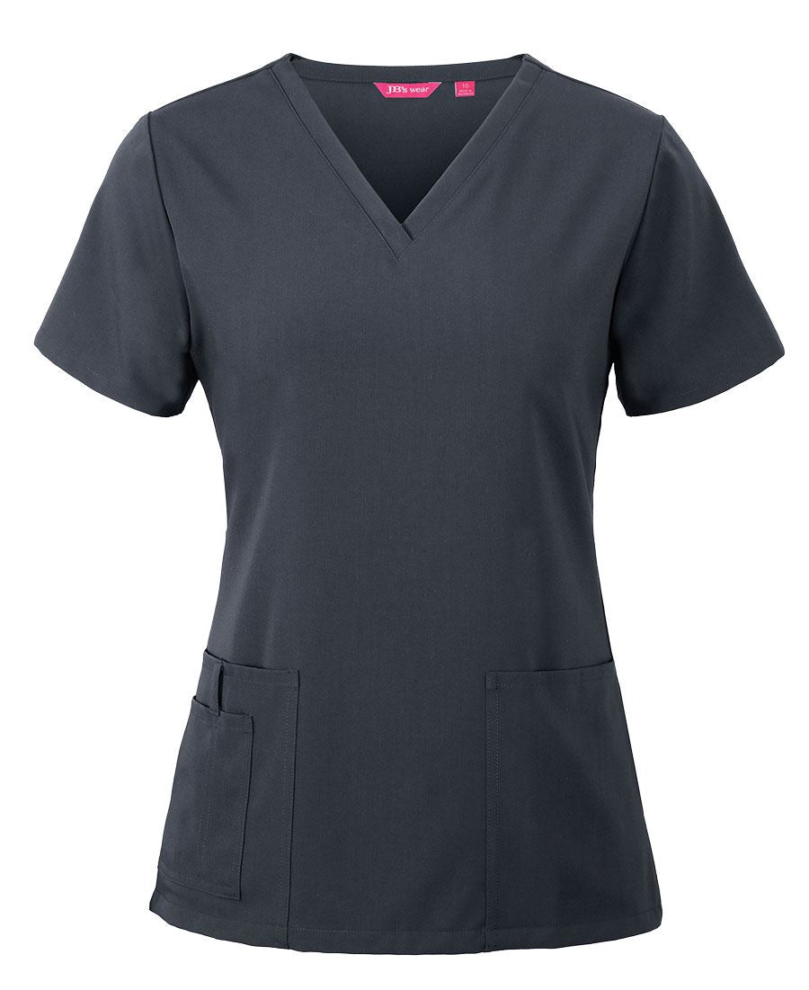 JB's Ladies Nu Scrub Top - Graphite - Front