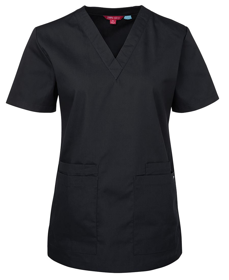 JB's Ladies Scrubs Top - Black - Front