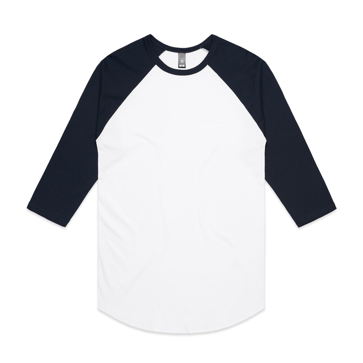 Raglan Tee 5012 - White/Navy - Front