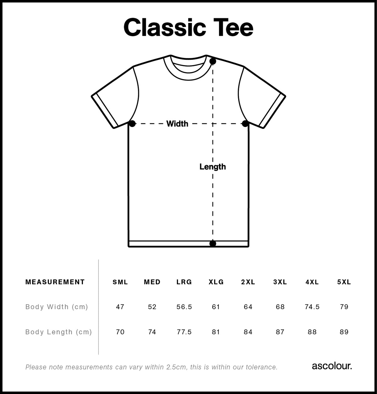 White Classic Tee Bundle - Size guide