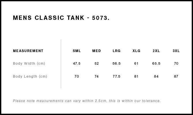 Classic Tank 5073 - Size guide