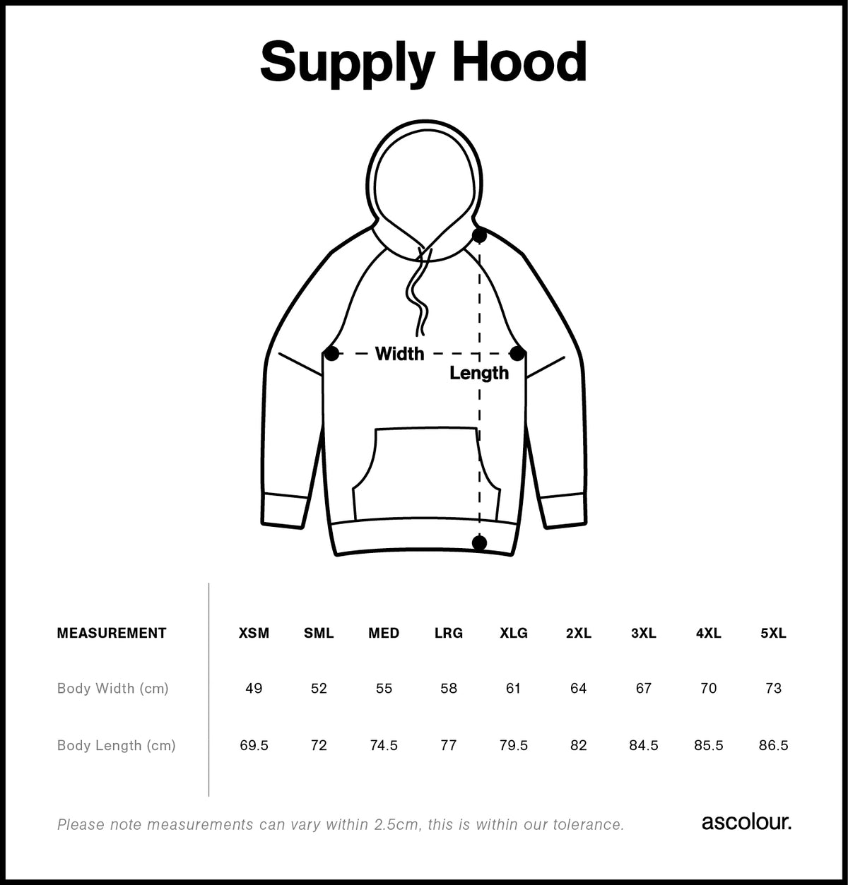 Supply Hood 5101S - Size guide