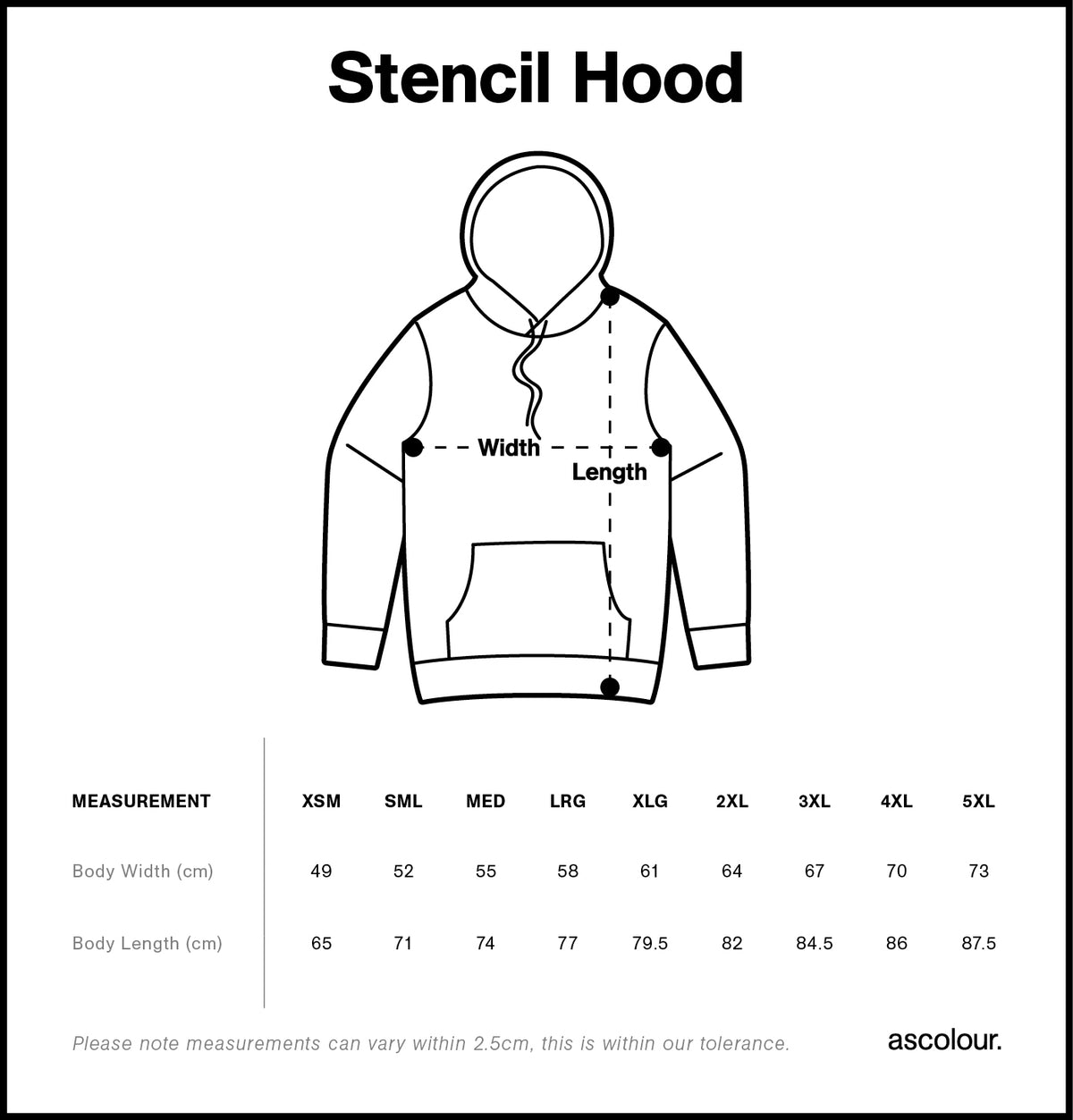 Stencil Hood 5102 - Size guide