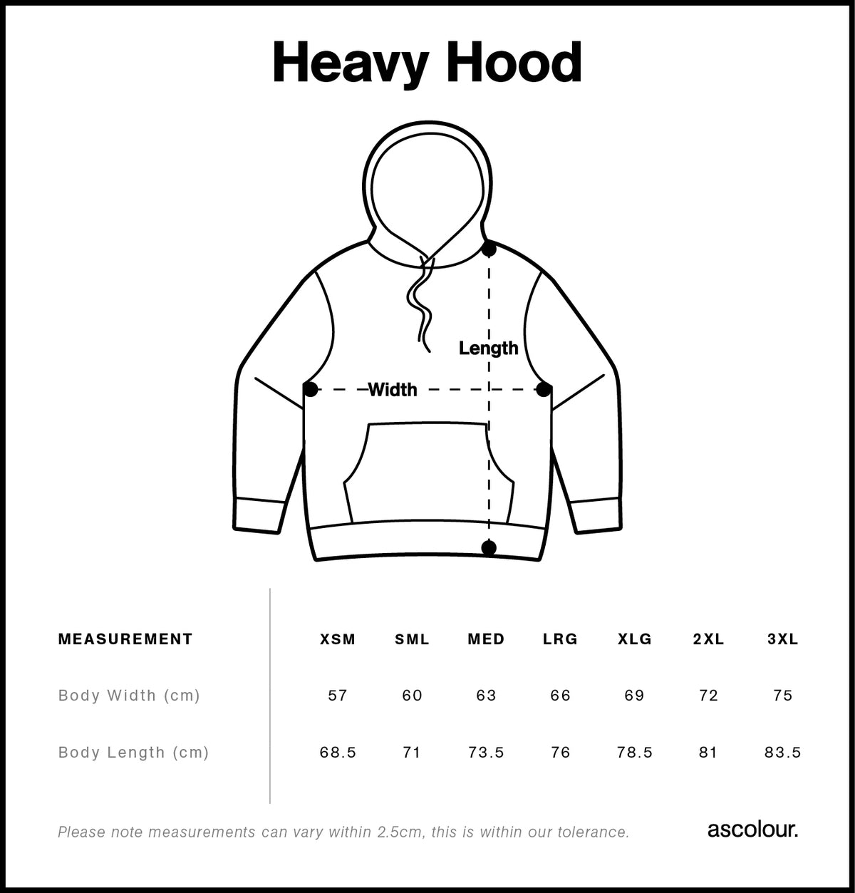 Heavy Hood 5146 - Size guide