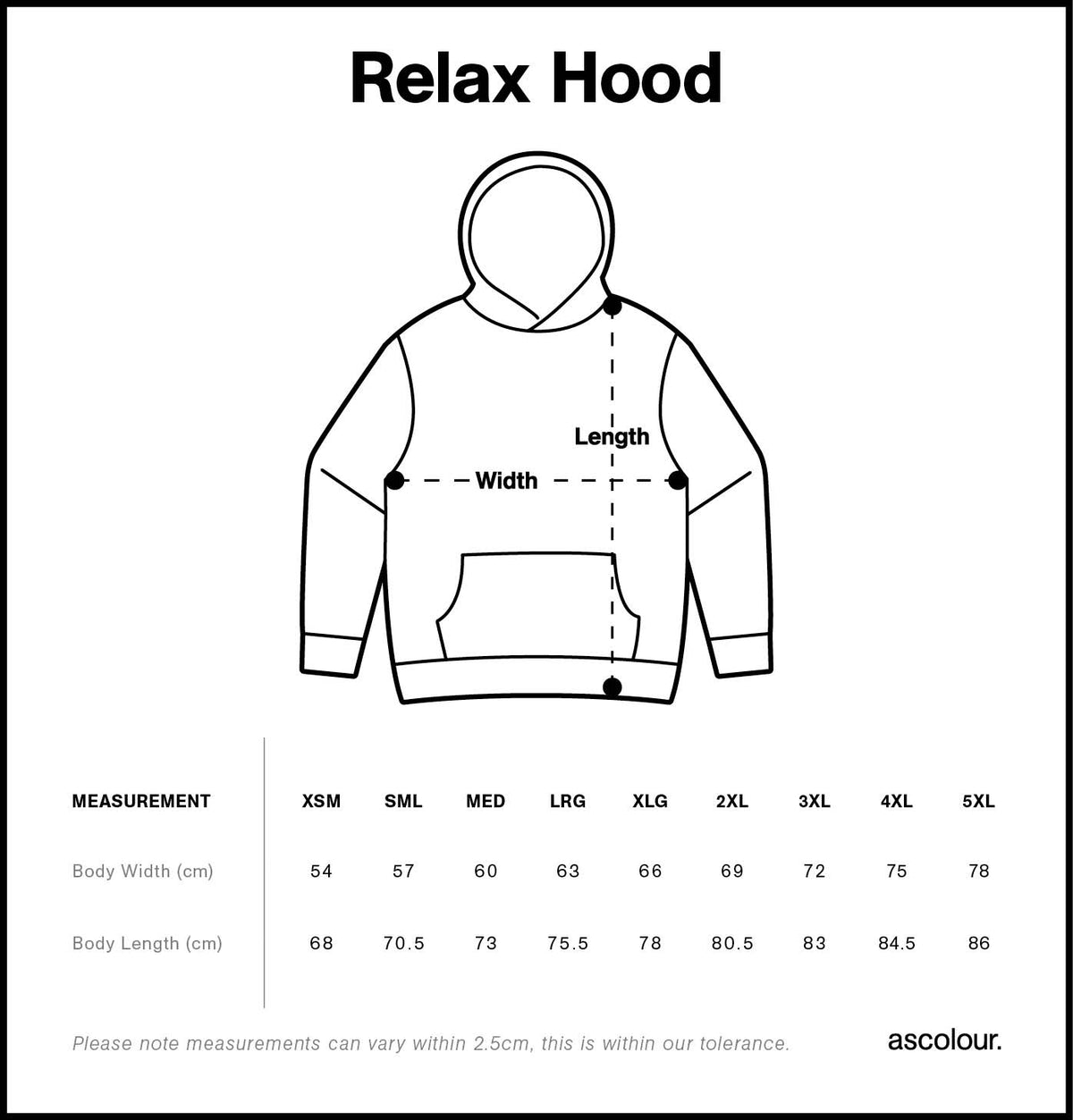 Relax Active Hood 5159 - Size guide